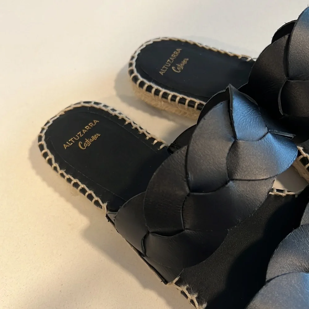 Altuzarra Black Braided Slide Sandals